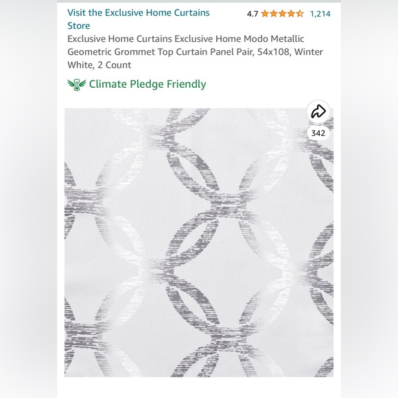 4 Curtain Panels, Grommet Top, White & Silver Metallic, Lvl 2 Filtering, 108X54 - Picture 6 of 8